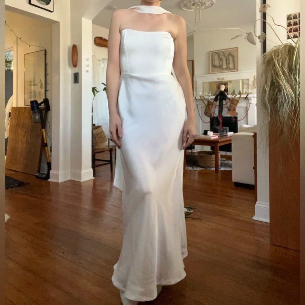 Park & Fifth Brodie Bridal Dress in Silk Ivory w/ bridal scarf